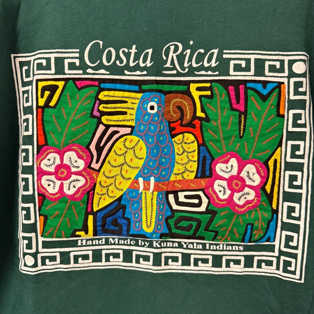 Vintage Costa Rica Indios by Siamarmola Medium Green T Shirt Kuna Yaia '90s (57) - Picture 6 of 6